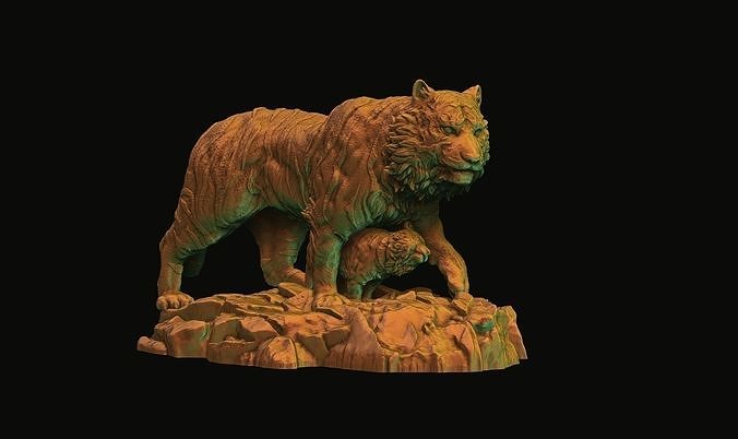 kaplan heykel 3d Yazdır model Sanat hayvan kedi heykeller 3D print model - Mito3D