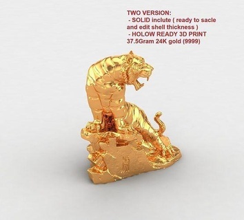 tigre estátua ouro 24k feng shui sortudo animal leão gato escultura esculturas arte 3d print model - Mito3D
