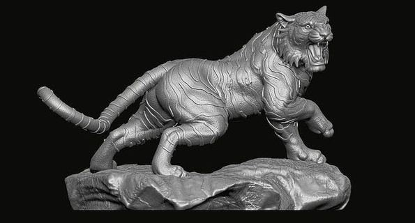 tigre statua 2 animale gioielleria arte stampabile oro argento cartone animato sculture Ali ciondoli natura piuma scultura animali pendente foresta 3d print model - Mito3D