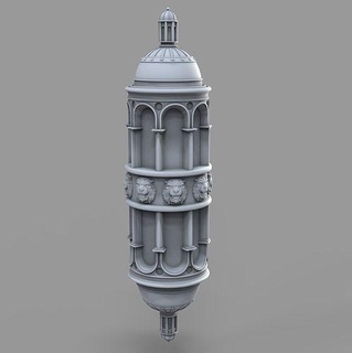kaplan kule kolye takı süslü hayvan mimari yazdırılabilir 3dprint yazıcı heykel dış Sanat kemer sütun gümüş 3d mücevher 3d print model - Mito3D