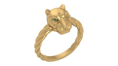 Tigre giro anillo diseño oro plata Arte animal Moda joyería joya anillos 3d print model - Mito3D