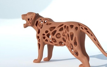 Tigre voronoi estructura metálica animal mascota fauna silvestre león mesa 3d impresión imprimible 3dprint miniatura miniaturas esculturas Arte 3d print model - Mito3D