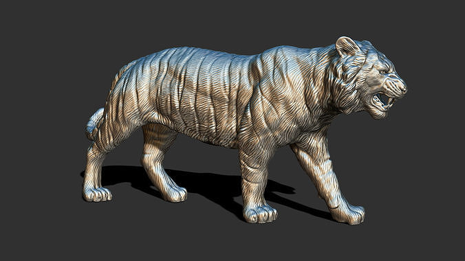 tigre marchant sourire rugir sauvage Lion sculpture art tête statue décor imprimable miniatures pendentifs lionne médaillon cnc soulagement bijoux sculptures 3D print model - Mito3D