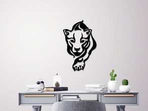 tigre parede arte leão animal interior casa 3d 2d decoração natureza silhueta 3d print model - Mito3D