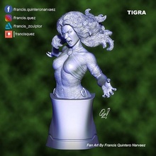 tigra bust sculpture woman figure superhero statue marvel comics collectibles 3d printing printable art sculptures 3d print model - Mito3D