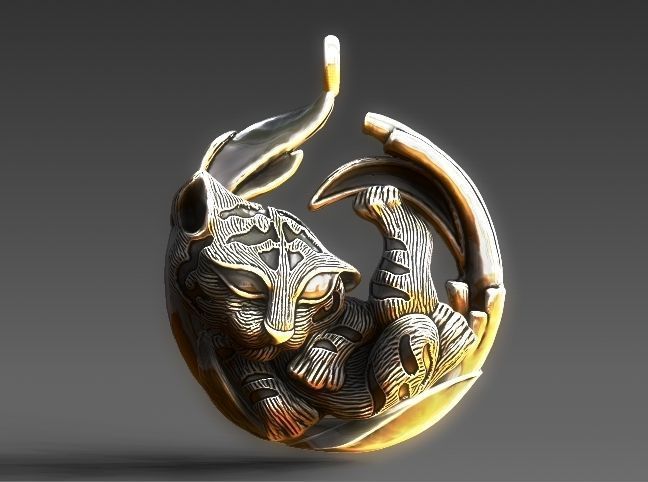 tigra sleep magerit replica pendant magerin tiger jewelry pendants 3D print model - Mito3D