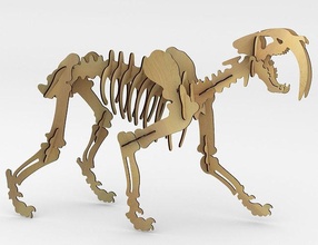 tigre dientes sable- smilodon - rompecabezas 3d puzzle sable hielo era prehistorico games toys 3d print model - Mito3D