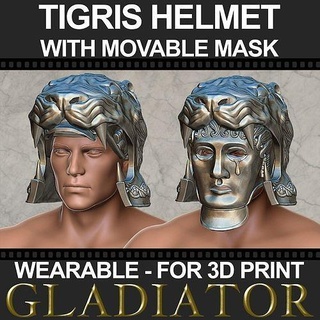 kaplan Galyalı kask taşınabilir maske tigrisofgaul gladyatör film destek Roma karakter Maximus imparatorluğu Kolezyum zırh kopya militaria Tarih hobi kendin yap Sanat taramalar kopyalar 3d print model - Mito3D