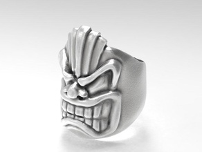 tiki god ring tikigod printable silver jewelry art rings jewel jewellery sculpture finger 3d print model - Mito3D