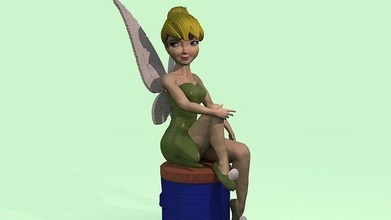 armeggiare campana donna bella carattere carina cartone animato fata disney tinkerbell principessa giovane racconto giochi giocattoli 3d print model - Mito3D