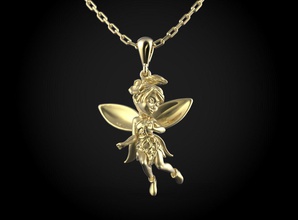 tinker bell pendant gold fairy yellow white jewelry neck charm pendants dindin 3d print model - Mito3D