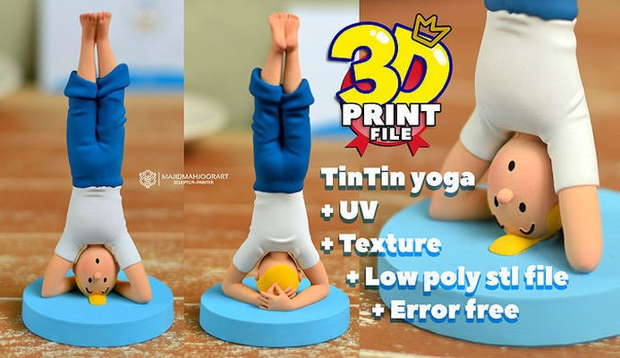 tenten yoga milou çizgi roman animasyon klasik heykel 3dprint 3dmodel fotonmonoks sanat heykeller insan 3d print model - Mito3D