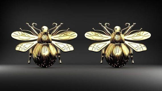tiny bee stud earring honeybee insect animal fly pendants jewellery gold printable jewelry silver beetle jewel jeweler pendant diamond gem sterling bug honeycomb earrings 3d print model - Mito3D