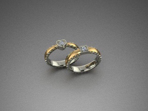 tiny cute ring diamond jewelry wedding diamondring lovering lovelyring cutering couplering goldring gold rings 3d print model - Mito3D