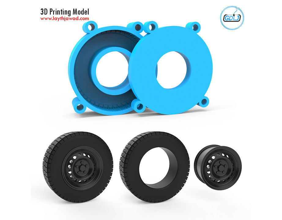 pneu moule norme roues roue voiture camion véhicule rc modèle axe rotation lourd diorama conduire cabine échelle loisir DIY automobile 3D print model - Mito3D