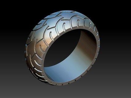 neumático anillo pneu motocicleta huella Boda banda moto motor ciclo helicóptero Harley proyección motociclista anel joyería joya anillos 3d print model - Mito3D