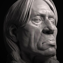 tired chief bust sculpture head man statue figure portrait male face figurine art sculptures 3d print model - Mito3D