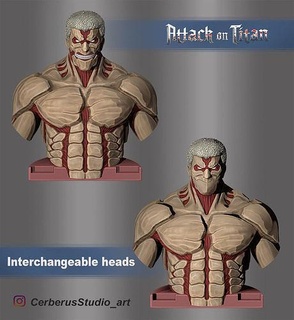 titano corazzato Rainer busto attacco shingeki kyojin 3d stampa scultura anatomia modelado anime eren jaeger giocattolo arte sculture 3d print model - Mito3D