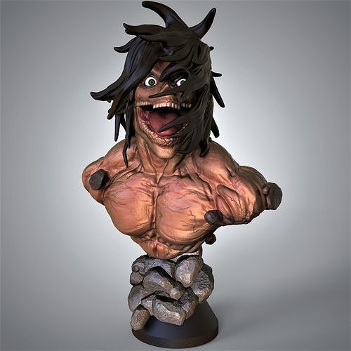 titan eren bust shingeki kyojin 3d stl fan art collectible sculptures 3D print model - Mito3D