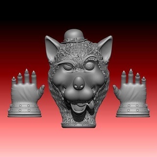 tromba lobo feroz grande male lupo fantoccio 3dprinting impresion3d marionette burattinaio Grande Lupo Cattivo lobofer arte sculture 3d print model - Mito3D