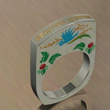 título belo jardim jóias anel de prata dourar enemal anéis 3d print model - Mito3D