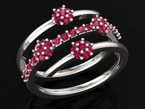 tj 56 3d platinum women ring jewelry jewel diamond gem precious wedding engagement jewellery fashion gemstone clothing rings 3d print model - Mito3D
