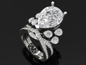 tj 61 3d platino fiore anello di diamanti gioielli gioiello gemma diamante preziosi fidanzamento matrimonio disco zaffiro brillante abbigliamento moda diamant i la marchesa anelli 3d print model - Mito3D