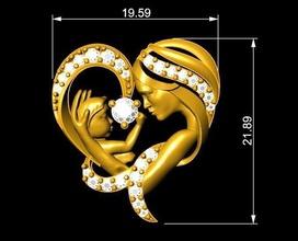 tj 86 mother son pendant jewelry diamond gold pendants 3d print model - Mito3D