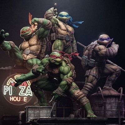 tmnt diorama 3d drucken ninja schildkröten löwe michael angelo raphael donnatello donnie bebop rocksteady aktenvernichter splitter samurai ronin zuletzt comic kunst skulpturen 3d print model - Mito3D