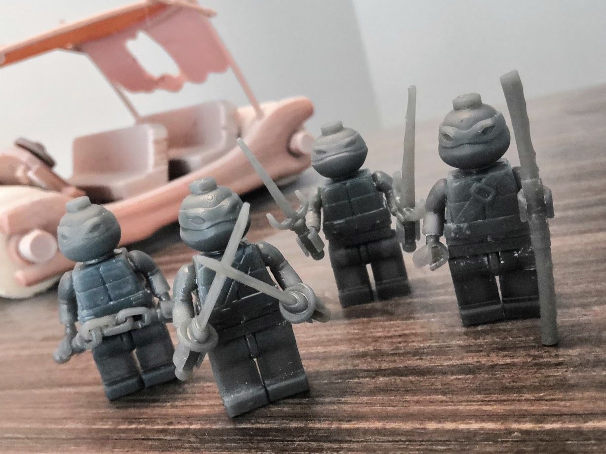 tmnt lego action figures leo donnie mikey raph mini figure 3dmodel 3dprint printready ninja tortues mutant jeux jouets 3D print model - Mito3D