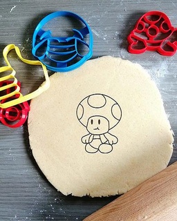 toad mario cookie cutter food baking dough shape kitchen bake cookies bakery baked dining disney tv game nintendo house 3d print model - Mito3D