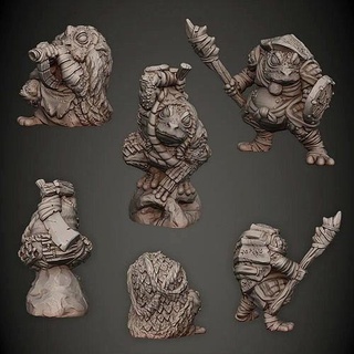 toad tribe --support free-- miniature minis rpg tabletop monster beast creature folk frog bullywug frogfolk toadfolk grung art sculptures 3d print model - Mito3D