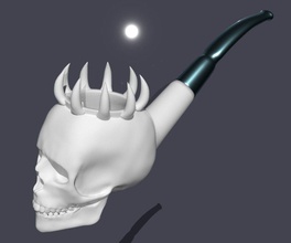 tabacco tubo 3d ossatura cranio crani alto poli umano osso teschi ceramica stampa fumare passatempo fai 3d print model - Mito3D