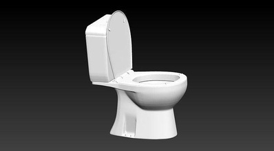 toilet bathroom bath room home isolated plastic contemporary family flush urine washcloset chrome porcelain white lego close up house 3d print model - Mito3D
