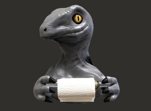banheiro papel dinossauro hoder rex bebê réptil criatura dragão jurássico decoração casa passatempo faça 3d print model - Mito3D