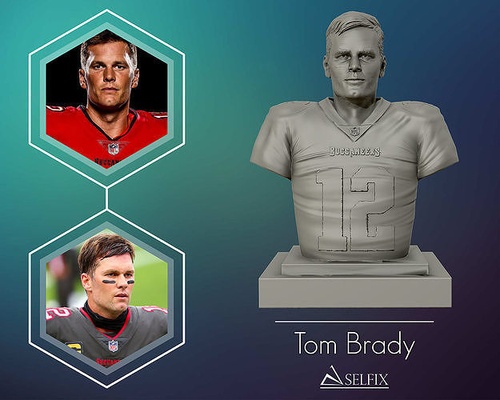 tom brady tampa baia bucanieri jersey tombrady quarterback superbowl nfl football americano calcio scultura statua ritratto viso lega 3dprint 3dmodel arte sculture capra 3d print model - Mito3D