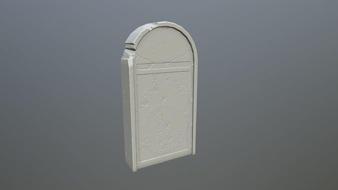 mezar taşı 16 Yazdır kafatası duvar eski taş yosunlu İleti ölüm ölü iskelet 3D print model - Mito3D