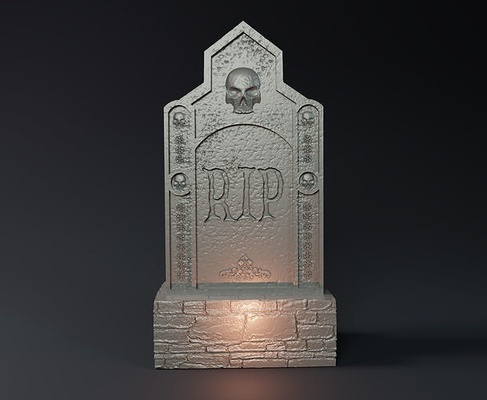 grabstein 1 friedhof hintergrund halloween dekor dekoration unheimlich gruslig diorama tod ruhe frieden grab haus 3d print model - Mito3D