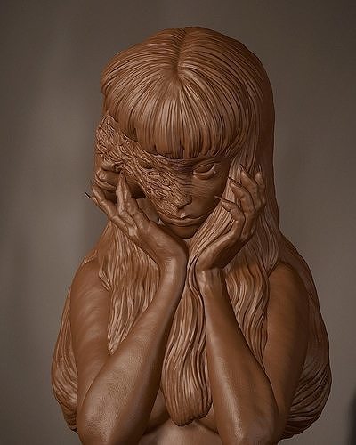 junji ito 3d modèle anime personnage fille figure sculpture art sculptures effrayant horreur 3D print model - Mito3D