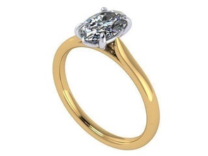tone solitaire ring diamond golden silver jewelry ring rings 3d print model - Mito3D