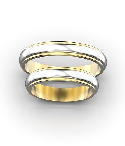 two tone wedding bands ring gold jewelry engagement fashion jewellery band rings 3D print model - Mito3D