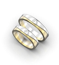 tone wedding rings set gold bands jewelry printable platinum ring band bridal diamond 3d print model - Mito3D