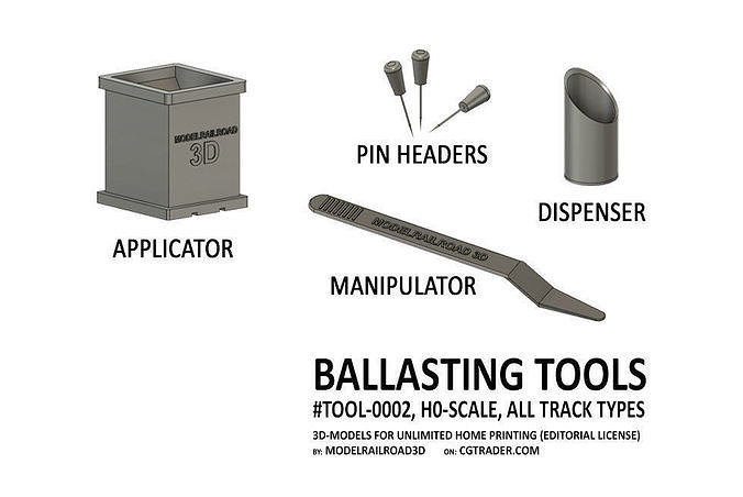 tool 0002 Ballastierung Werkzeug einstellen 4 Artikel h0 scale Spender Applikator ho Rahmen Miniatur Modell Eisenbahn eisenbahn Hobby DIY Hand Werkzeuge 3D print model - Mito3D