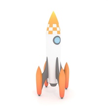 toon foguete dos desenhos animados imprimir brinquedo printable espaço nave espacial jogos brinquedos de 3d print model - Mito3D