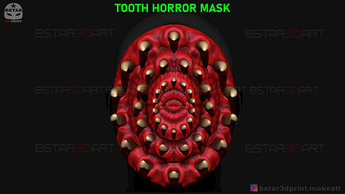 dente orrore maschera mostro spaventoso Halloween cosplay giocattoli hlw diavolo Satana 3D print model - Mito3D