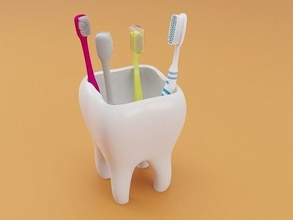 tooth toothbrush holder toothpaste style design brush organizer box medicine hygiene dental medical teeth household bath care bathroom dentistry house 3d print model - Mito3D