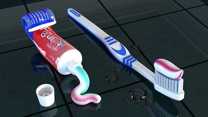 dentifricio spazzolino denti dente ammaccatura dentista incolla spazzola bagno menta fluoruro Casa 3D print model - Mito3D
