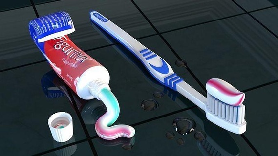 toothpaste toothbrush teeth tooth dent dentist paste brush bathroom bath mint fluoride house 3d print model - Mito3D