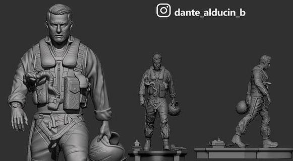 pistolet Maverick personnage Vêtements Humain homme art sculptures 3d print model - Mito3D