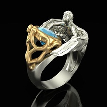 topaz melek yüzük takı altın gümüş mücevher yazdırılabilir moda sterlin kerubim yüzükler 3d print model - Mito3D
